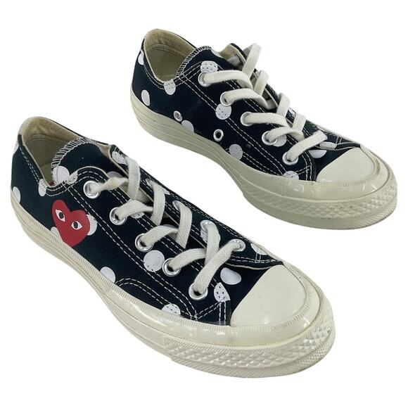 Comme des Garçons Play x Converse Black Canvas Polkadot Women's 5 Pre-Owned - Picture 1 of 6